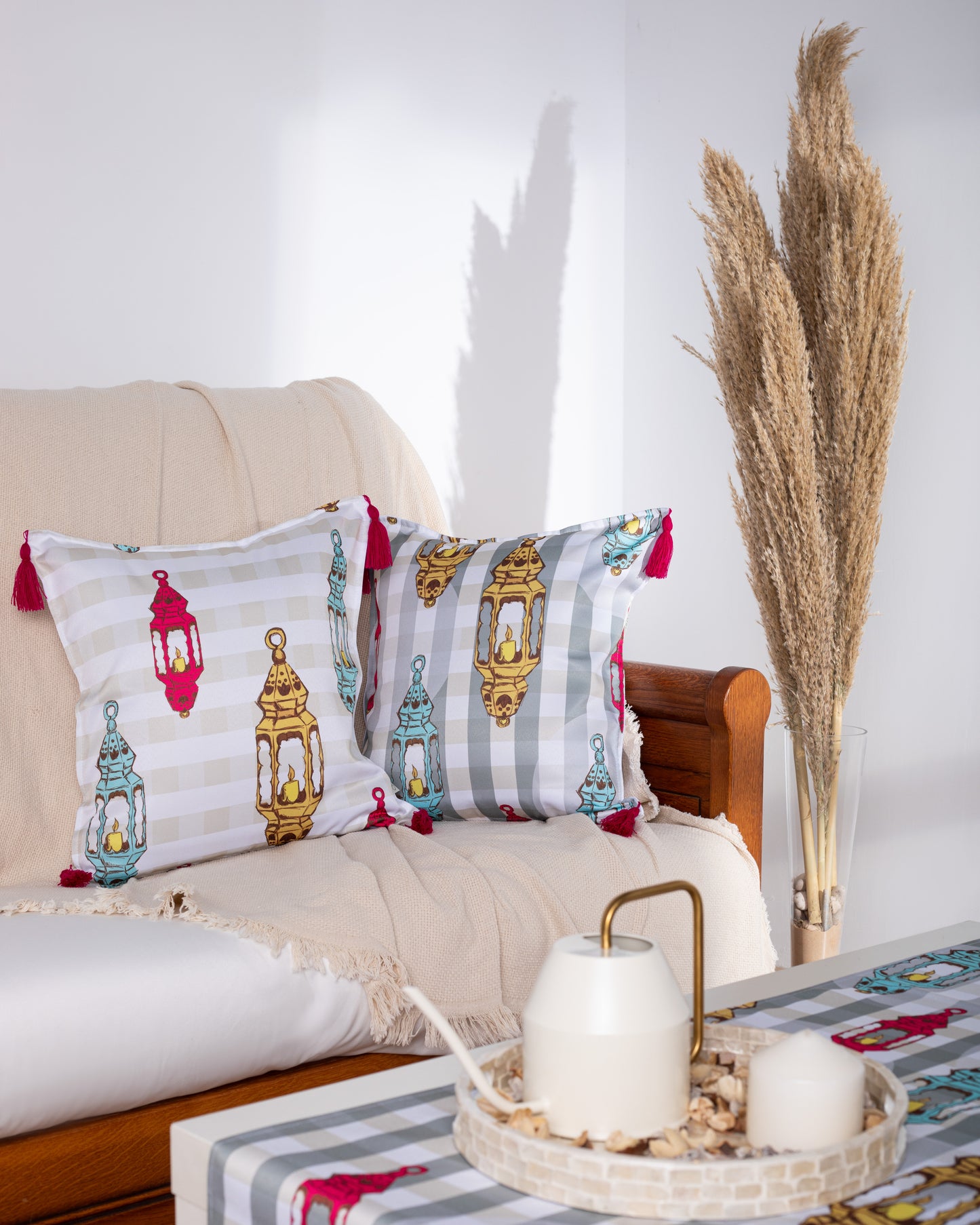 Printed Vintage Lanterns Cushion Cover