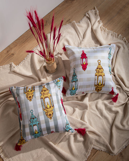 Printed Vintage Lanterns Cushion Cover