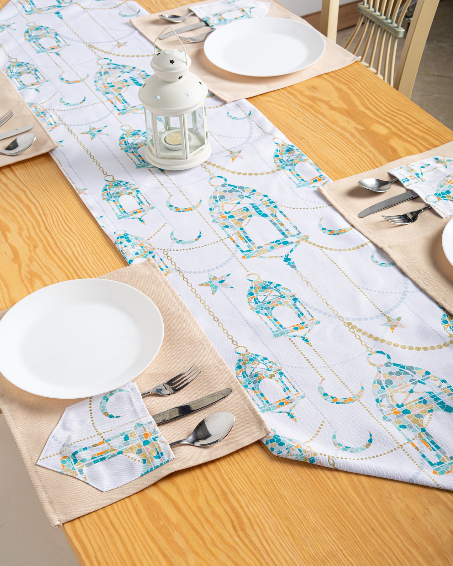 Printed Mosaic Lanterns Table Runner