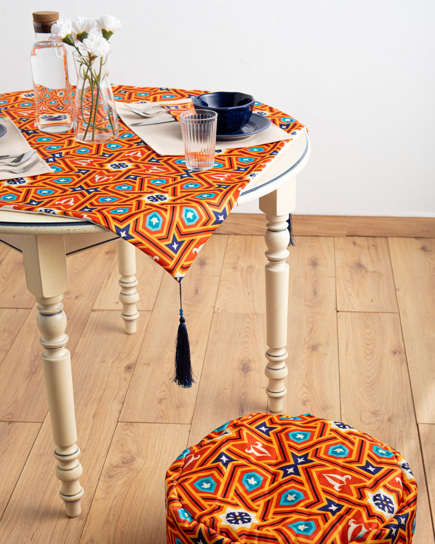 Printed Orange Khayamiah Square Table Cloth