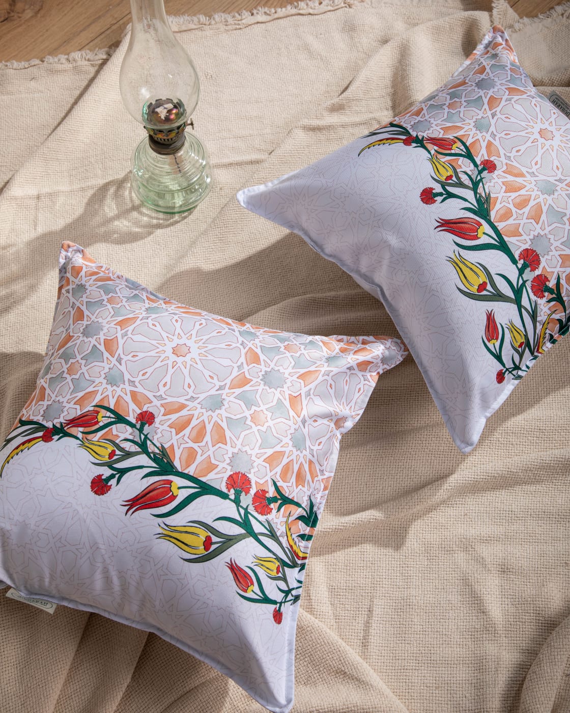 Printed Floral Arabesque Cushion Cover