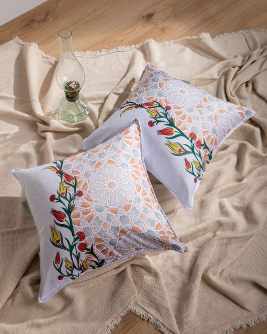 Printed Floral Arabesque Cushion Cover