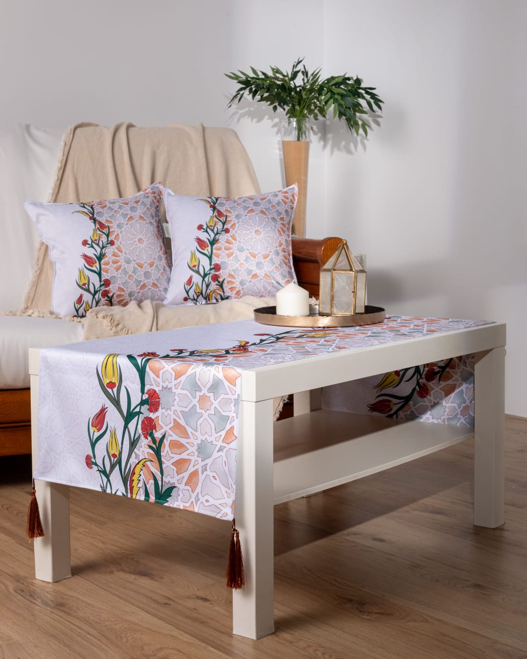 Printed Floral Arabesque Cushion Cover