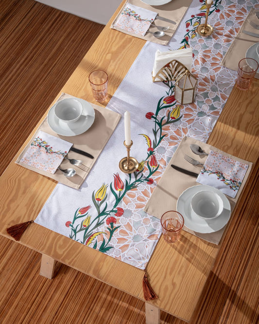 Printed Floral Arabesque Table Runner